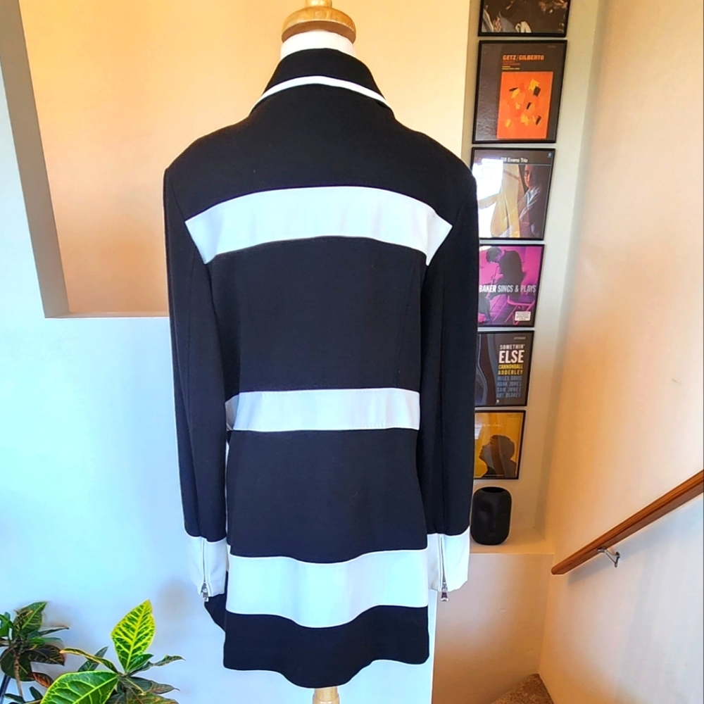 INC BLK WHT Striped Peacoat 2X - Picture 10 of 12